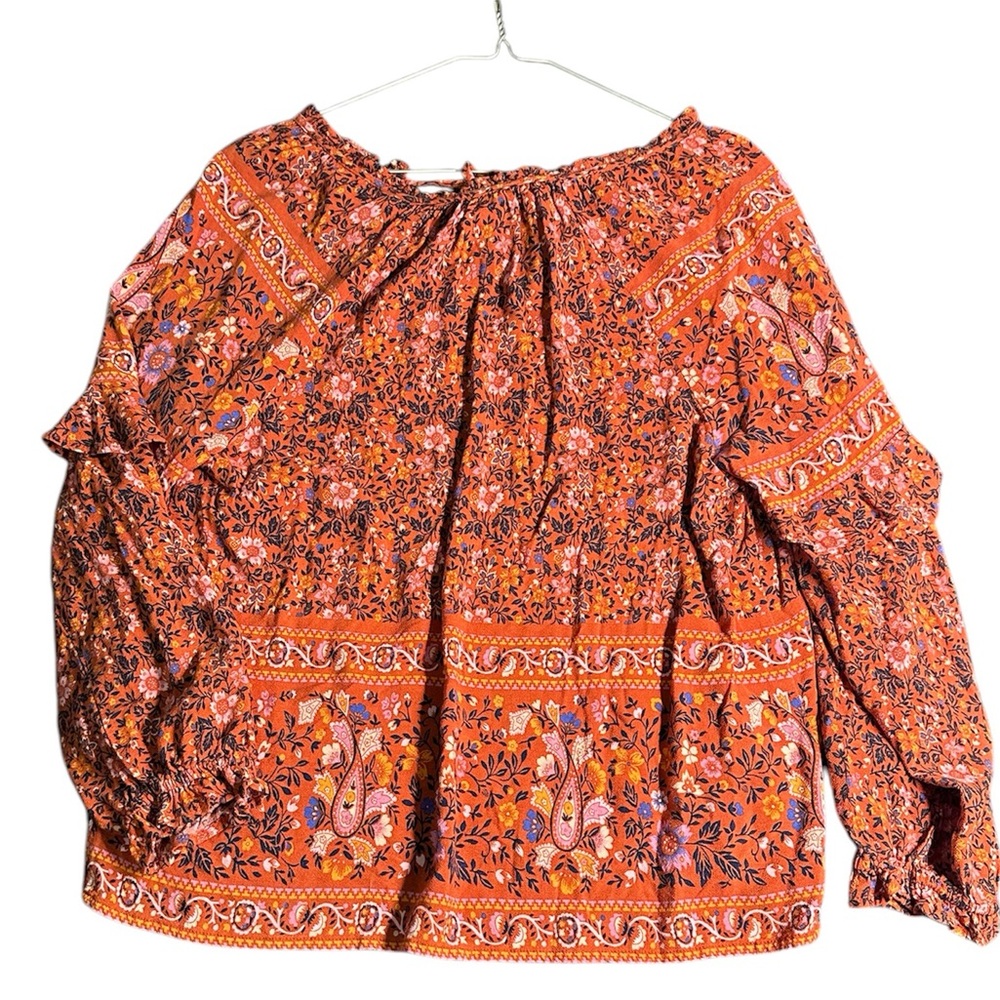 American eagle flowy orange blouse - Picture 4 of 4